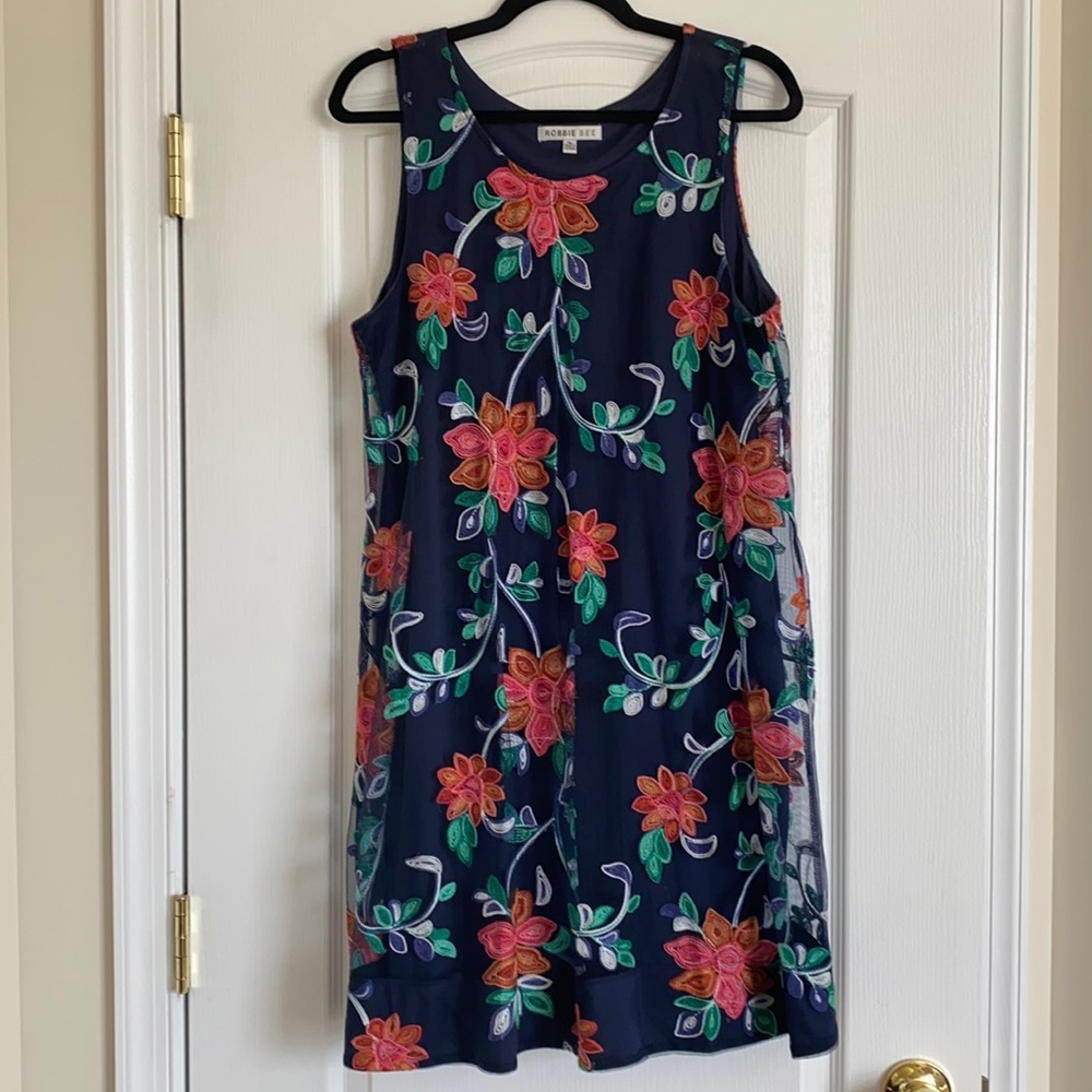 Swing Dress with Embroidered Flowers